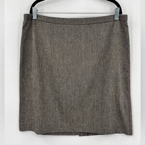 Trina Turk Straight Pencil Skirt Wool & Silk Blend Lined Zip Brown Gray Grey 12